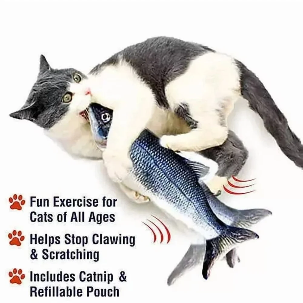 As Seen On TV Flippity Fish Cat Toy - Blue and White